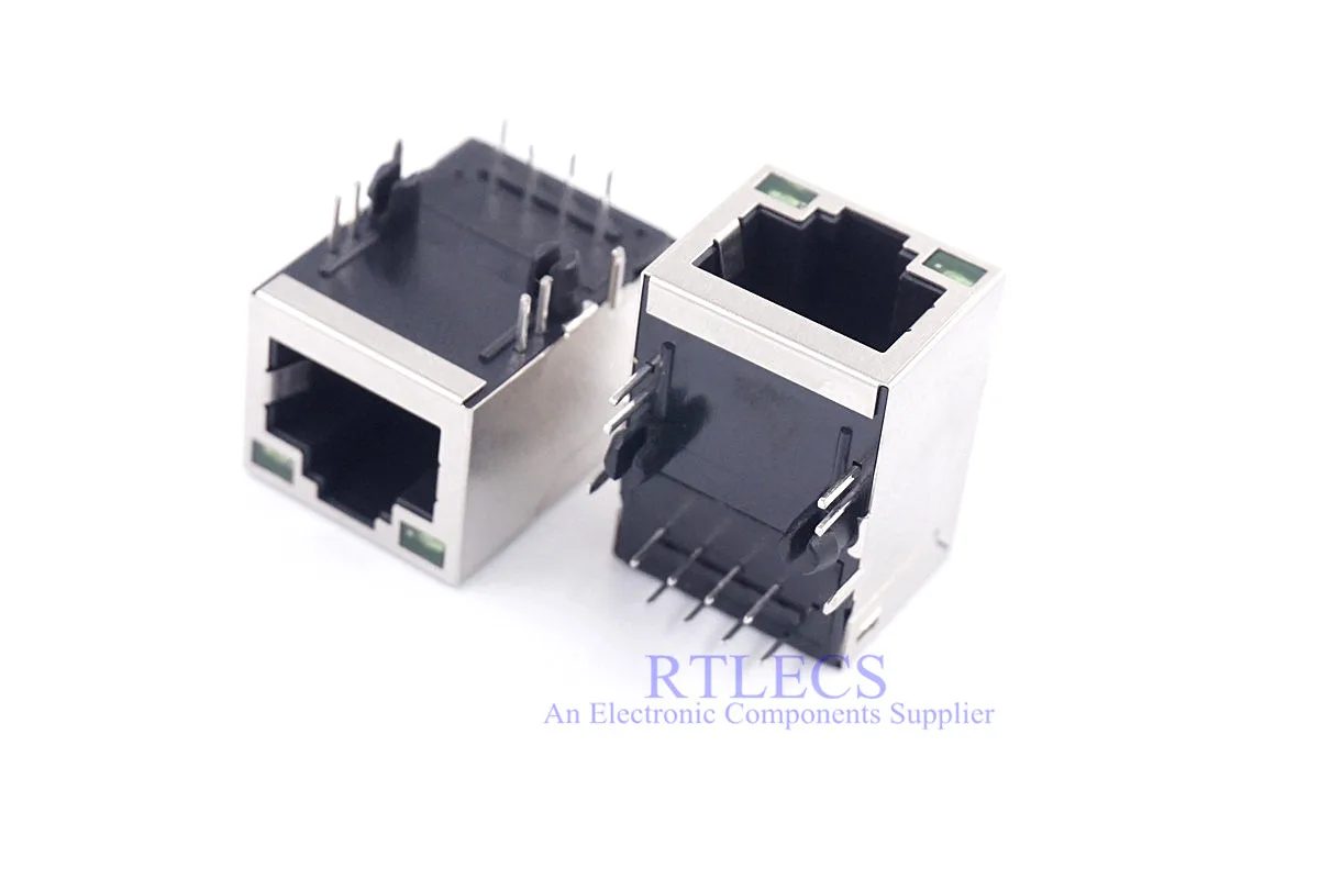 50 шт. модульный разъем боковой вход RJ45 8P8C Tab Up EMI магнитный светодиодный