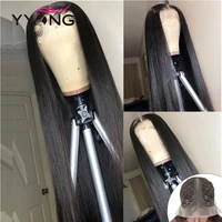 yyong 180 13x1 t deep part lace wig transparent lace part wigs brazilian straight human hair wig for black women lace front wig