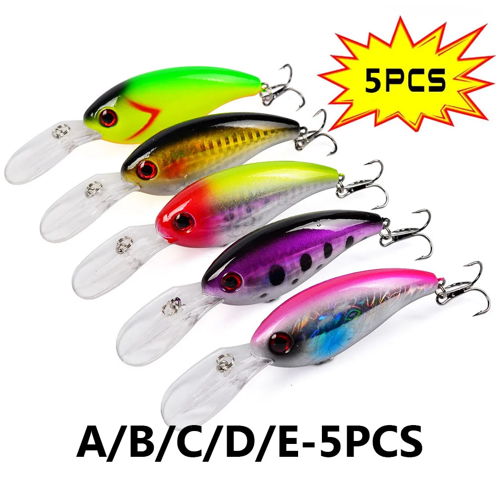 

5Pcs Crankbaits Set Mixed Colors Fishing Lures Minnow Baits Wobbler with Box Bass Swimbait Sea Swim Jerkbait Trout Tackle Hard