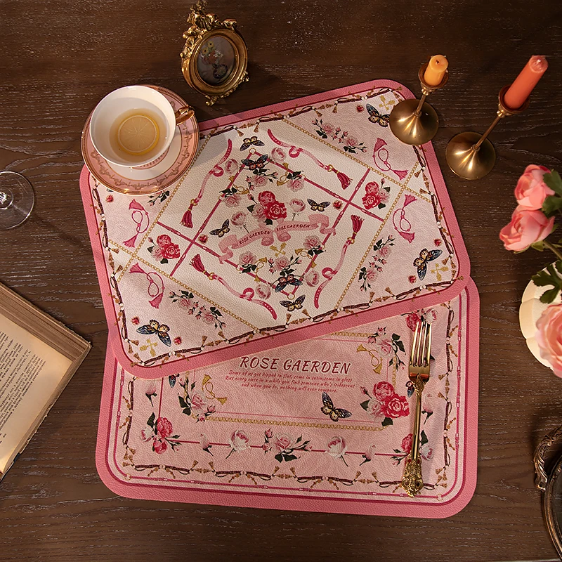 

Кожаный декор для кухни, аксессуары, высокое качество, пасторальное украшение для обеденного стола, розовая подложка, коврики, подложки, укр...