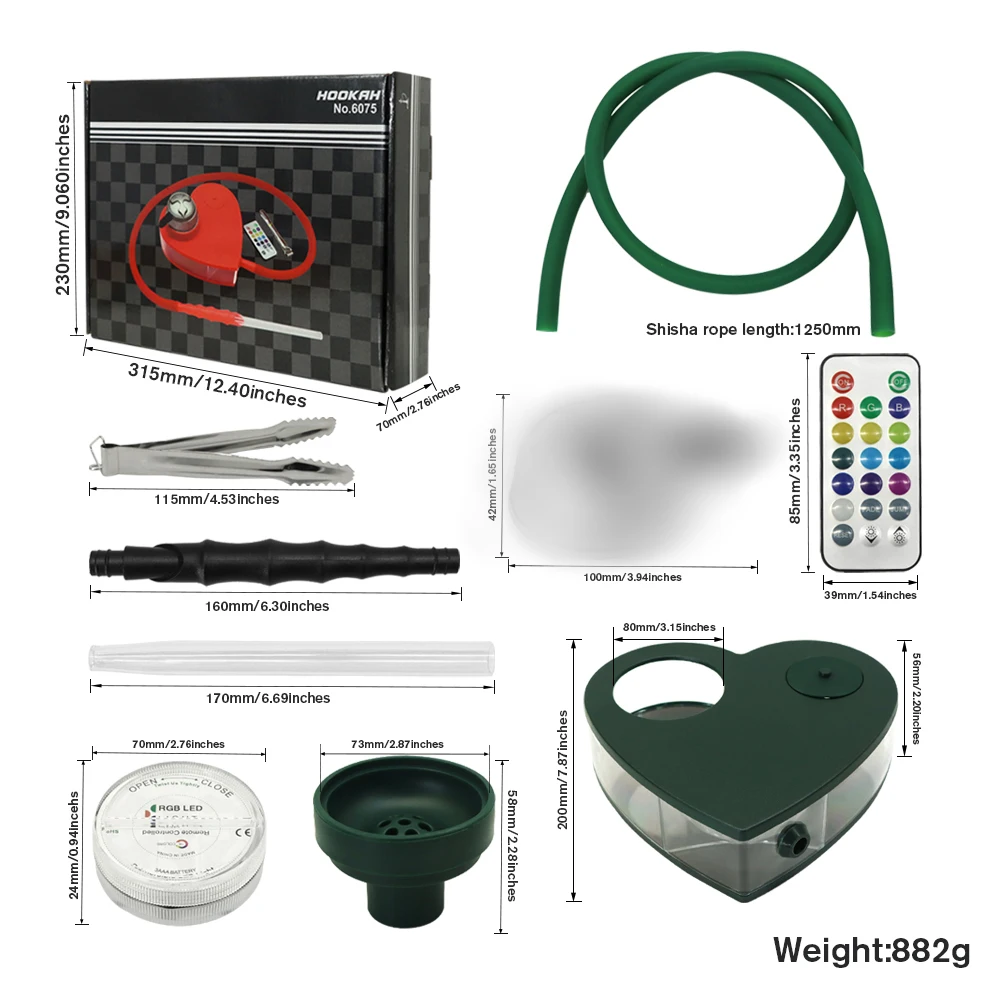 Акриловый кальян в форме сердца со светодиодный светильник кой | Дом и сад