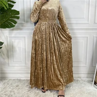 wepbel robe vestidos islamic clothing abaya caftan arab middle east abaya women muslim turkey gold velvet solid color dress