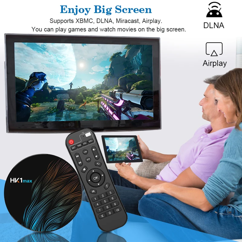 Умная ТВ-приставка HK1 MAX Android 9 0 четырехъядерный процессор RK3318 4K HD медиаплеер
