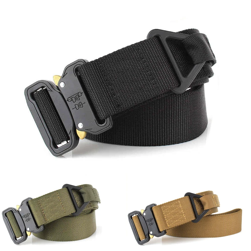 Тактический нейлоновый военный пояс с металлической пряжкой регулируемый