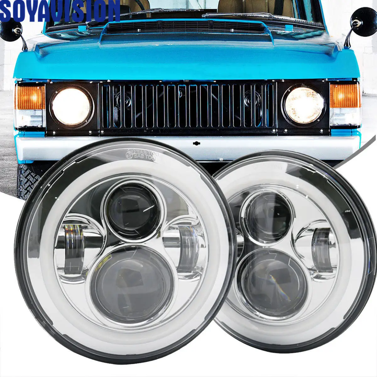 Для lada niva 4x4 7 дюймов Круглая светодиодная фара Halo Ring Angel Eye DRL Янтарный поворотный