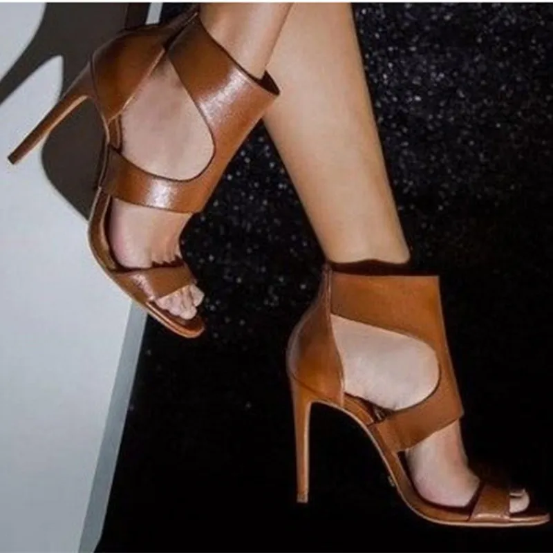 Женские босоножки с открытым носком босоножки-гладиаторы на высоком каблуке в