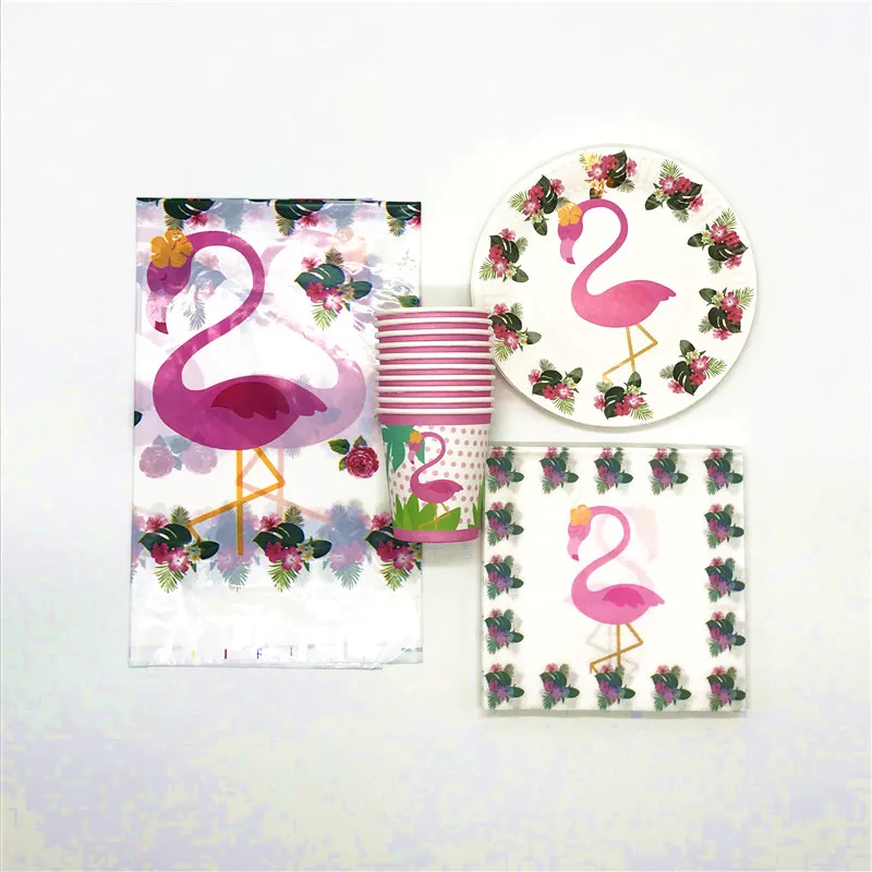 

61pcs Flamingo Theme Birthday Party Decorations Supplies Tablecloth Baby Shower Cup Plate Napkin Paper Disposable Tableware Sets