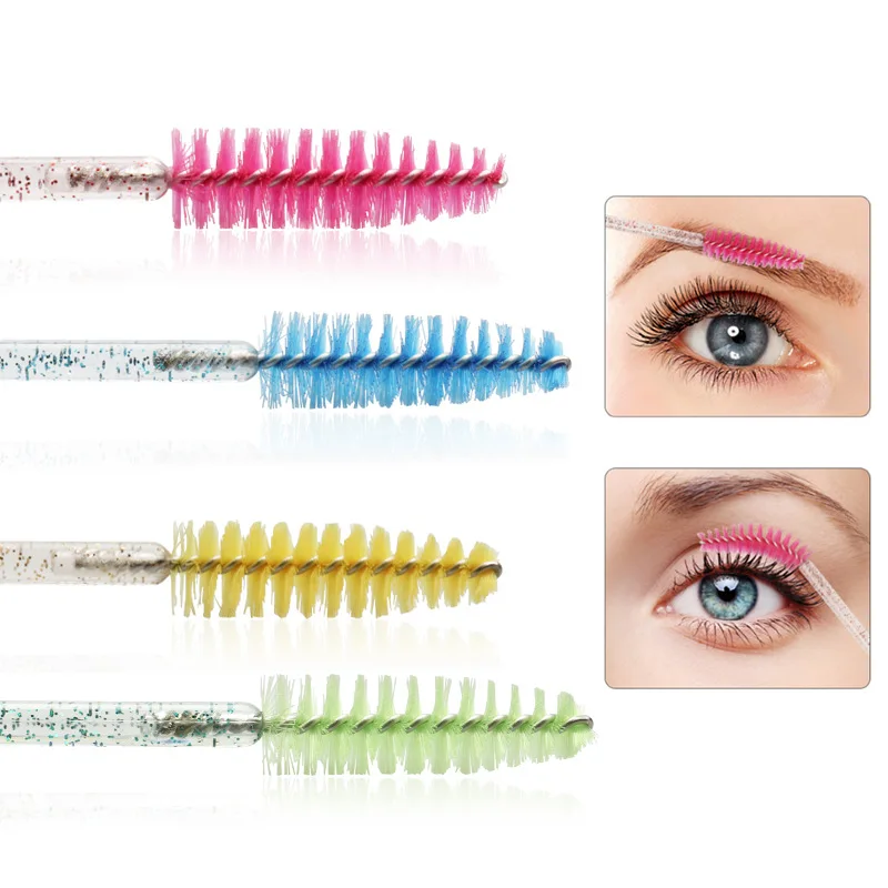 

50Pcs/Pack Cosmetic Eyelash Brush Crystal Mascara Wands Applicator Diamond Eyelashes Brushes Disposable Eyelash Extension Tool