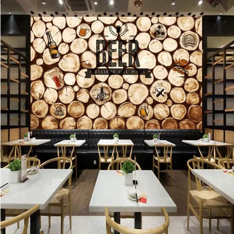 Дропшиппинг фотообои ретро ностальгические круглая древесина кофе бар KTV фон