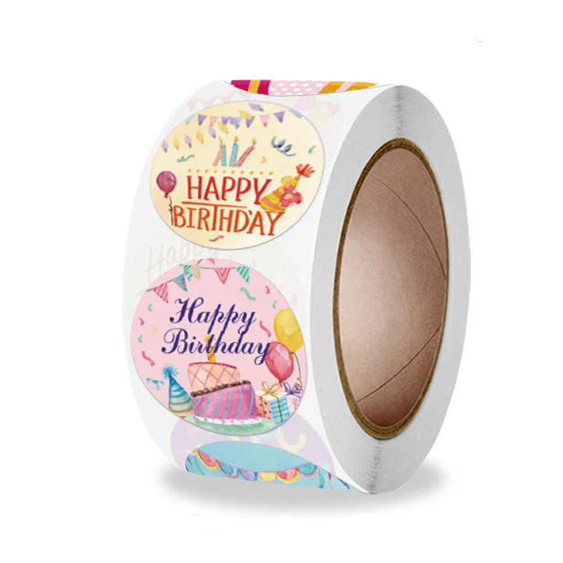 100-500pcs Happy Birthday stickers Gift packaging Sealing Label DIY Party decoration Self-adhestive Handmade Stationery Sticker