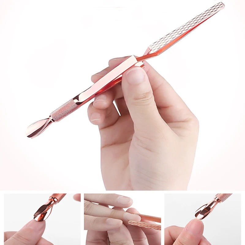 

2-сторонний Многофункциональный Пинцет розового золота для кутикулы, гелевые наконечники для ногтей, коррекция фигуры, пинцет для дизайна н...