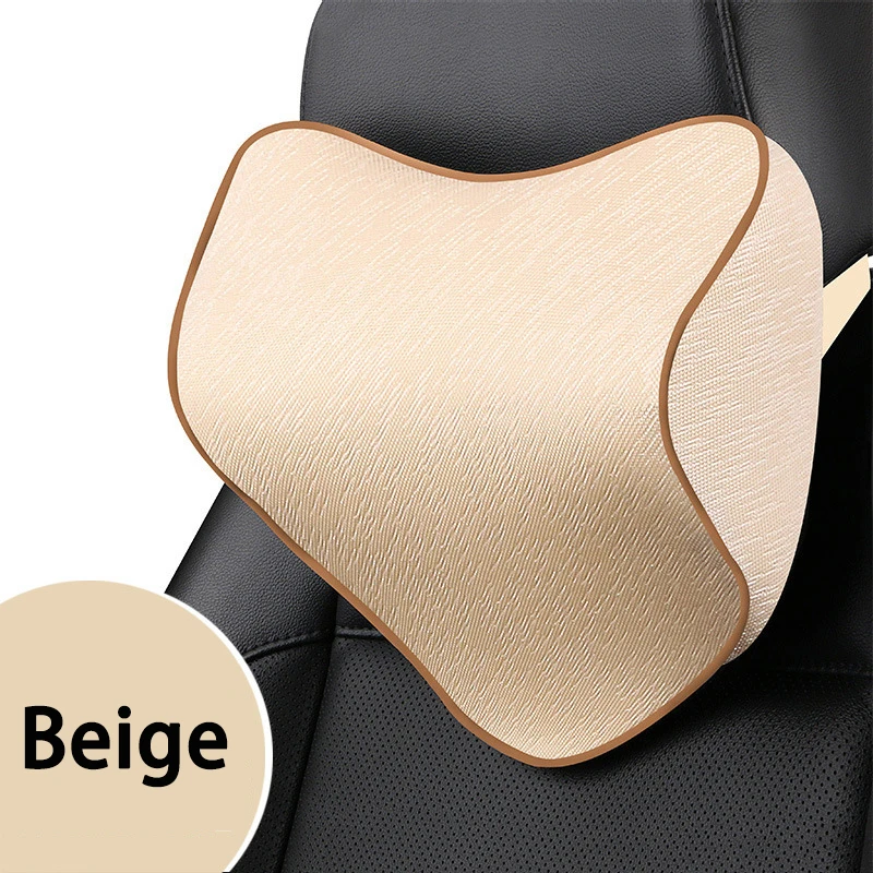 Beige Standard Style Автомобильная подушка для шеи и подголовника с эффектом памяти, Автомобильная подушка для сиденья, поясничная Подушка для спины, набор подушек для автомобиля, массажер для отдыха водителя, аксессуары - Цвет: Beige Standard Style
