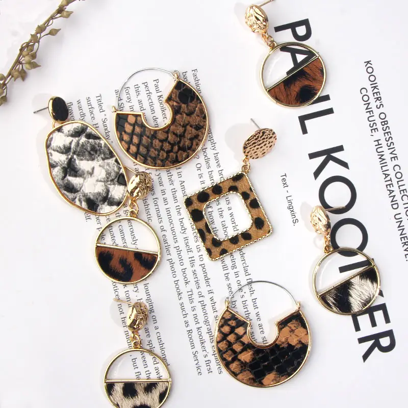 Просто Винтаж Леопардовый принт серьги для Для женщин 2019 с модным геометрическим