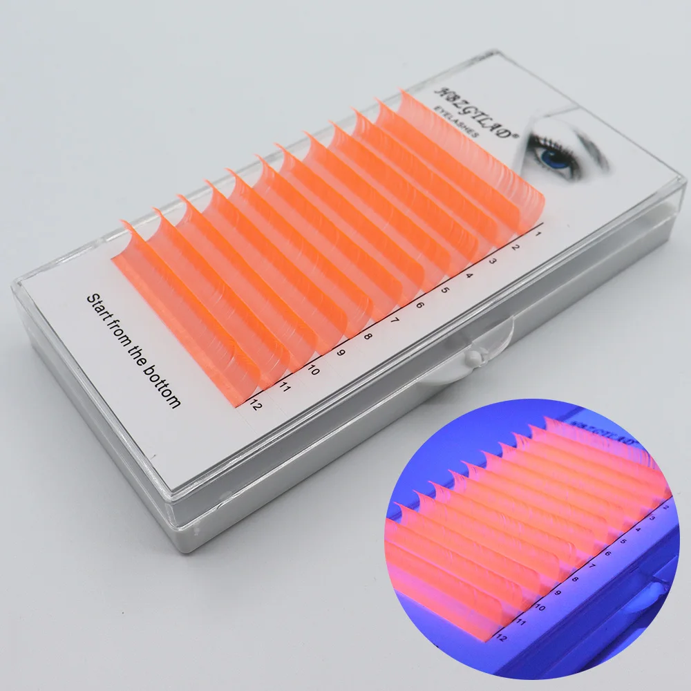 Совершенно новые люминесцентные ресницы красочные светящиеся привитые