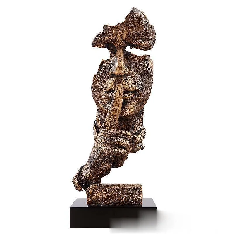 

Silence Is Golden Retro Simple Office Decoration Ornaments Personality Home Accessories Modern Creative Sculpture Artwork