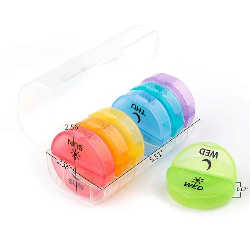 

7 Day Drug Tablet Medicine Storage Holder Splitter Weekly Daily Pill Box Organizer Portable Pill Box Sort Storage