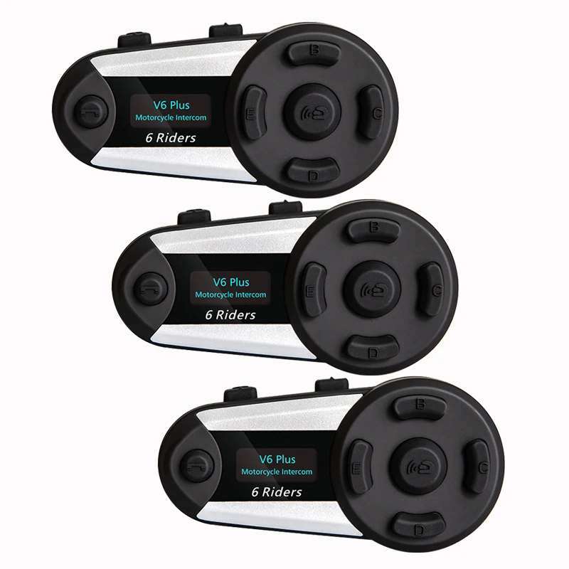 3 шт. V6 плюс домофон шлем Moto rcycle Шлемы гарнитуры Bluetooth 1200M 6 ездоков Intercomunicadores de casco