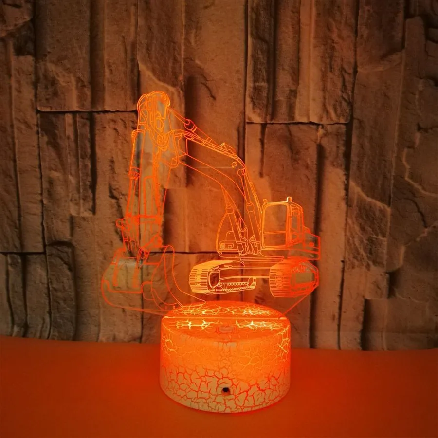 3D Оптическая иллюзия акриловые цвета меняющийся ночной Легкий экскаватор