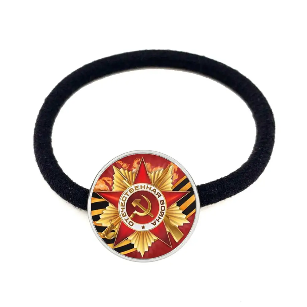 Обруч для волос с красной звездой СССР Советской Армии 16 мм стеклянный кабошон