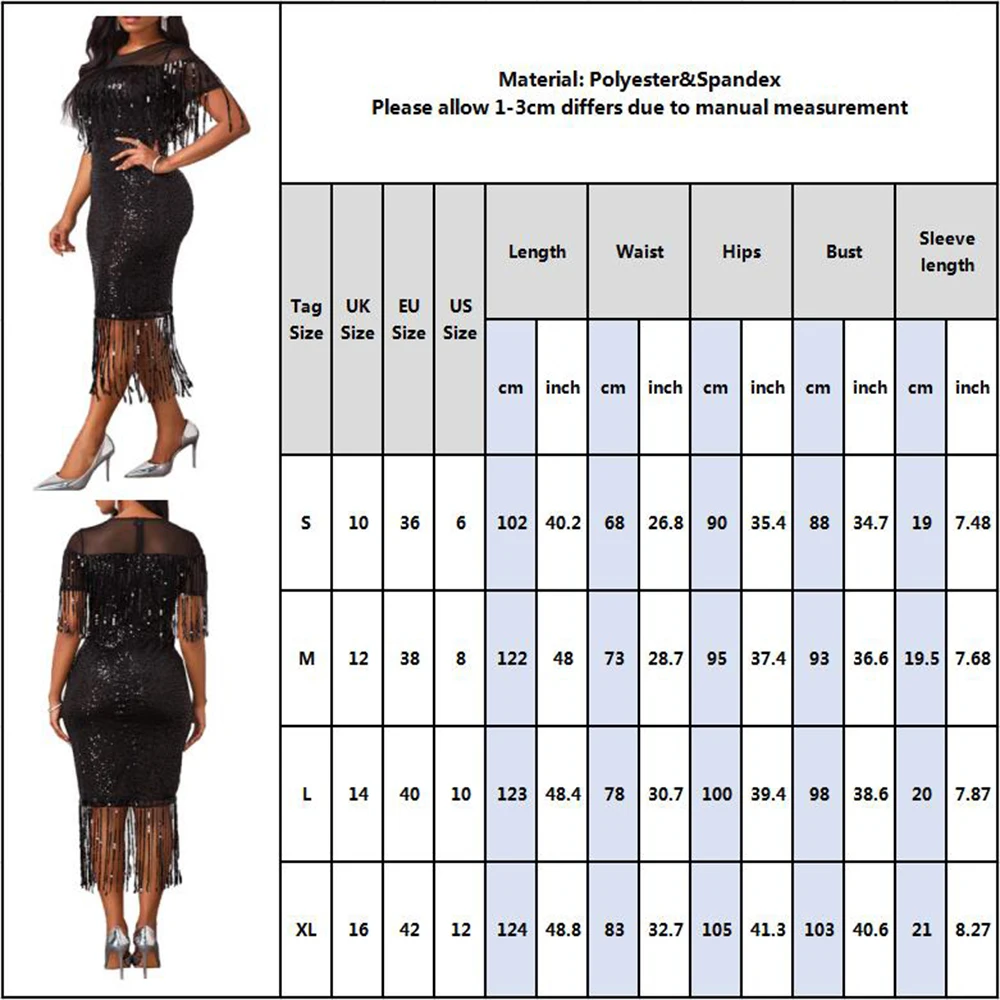 DYMADE Elegant Women Evening Dress Tassel Sequins Mid-calf Trumpet Party Gown 2020 New Female Black Formal Dresses Q30 | Свадьбы и