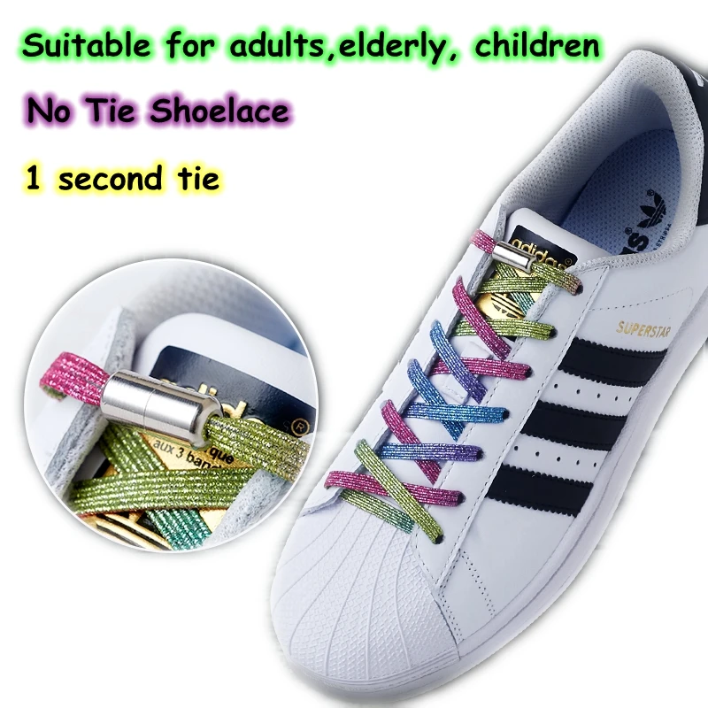 

New Elastic Locking Shoelaces Flats No Tie Shoelace Candy colors Sneakers Locking Shoe laces Kids Adult Women Men Shoes lace