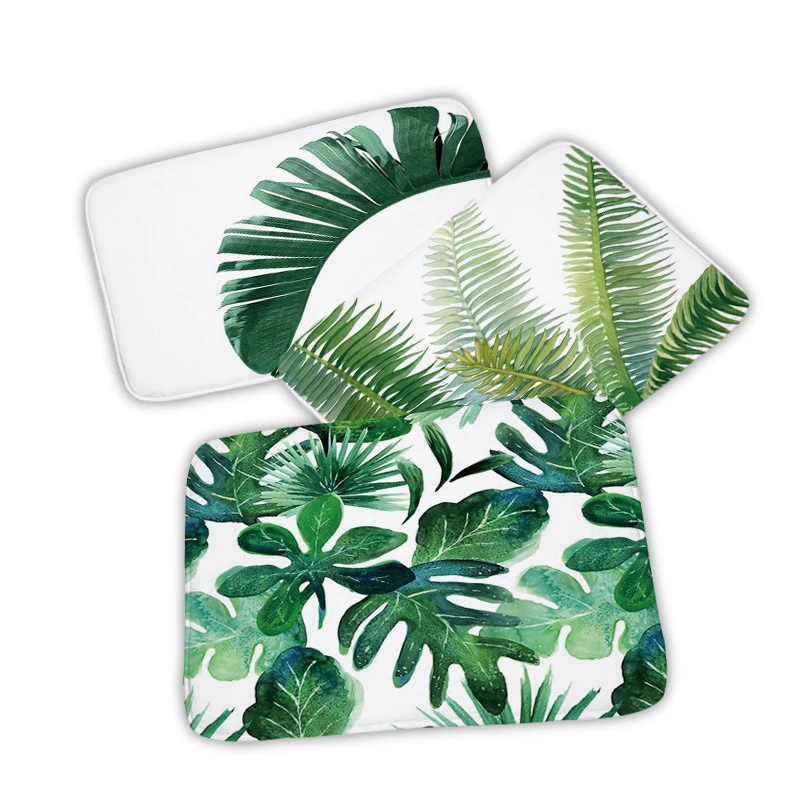 Green Jungle Plant Kitchen Mat Entrance Doormat Leaves Bedroom Hallway Rectangle Decorative Floor Carpet Bathroom Rugs 40*60Cm