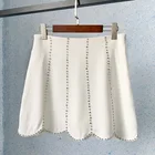 Брендовая дизайнерская женская модная Роскошная праздничная одежда, осень-зима, соблазнительная трапециевидная мини-юбка со стразами и волнистыми кристаллами, новая юбка с высокой талией 2022