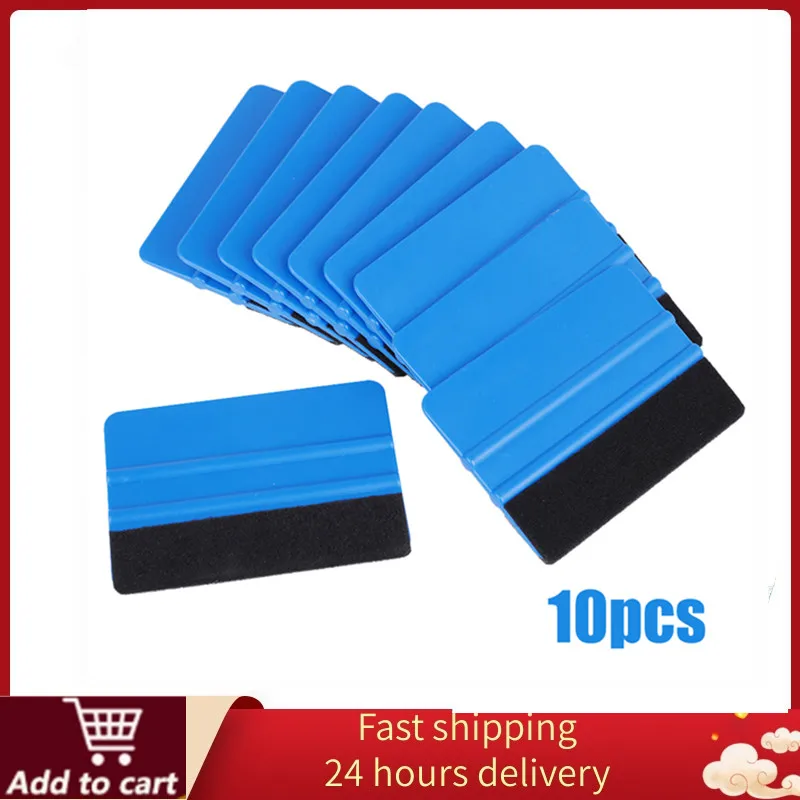 

10 PCS Car Vinyl Film packaging Automotive tools Blue Scraper squeegee with felt edge Car styling Sticker Accessories free ship