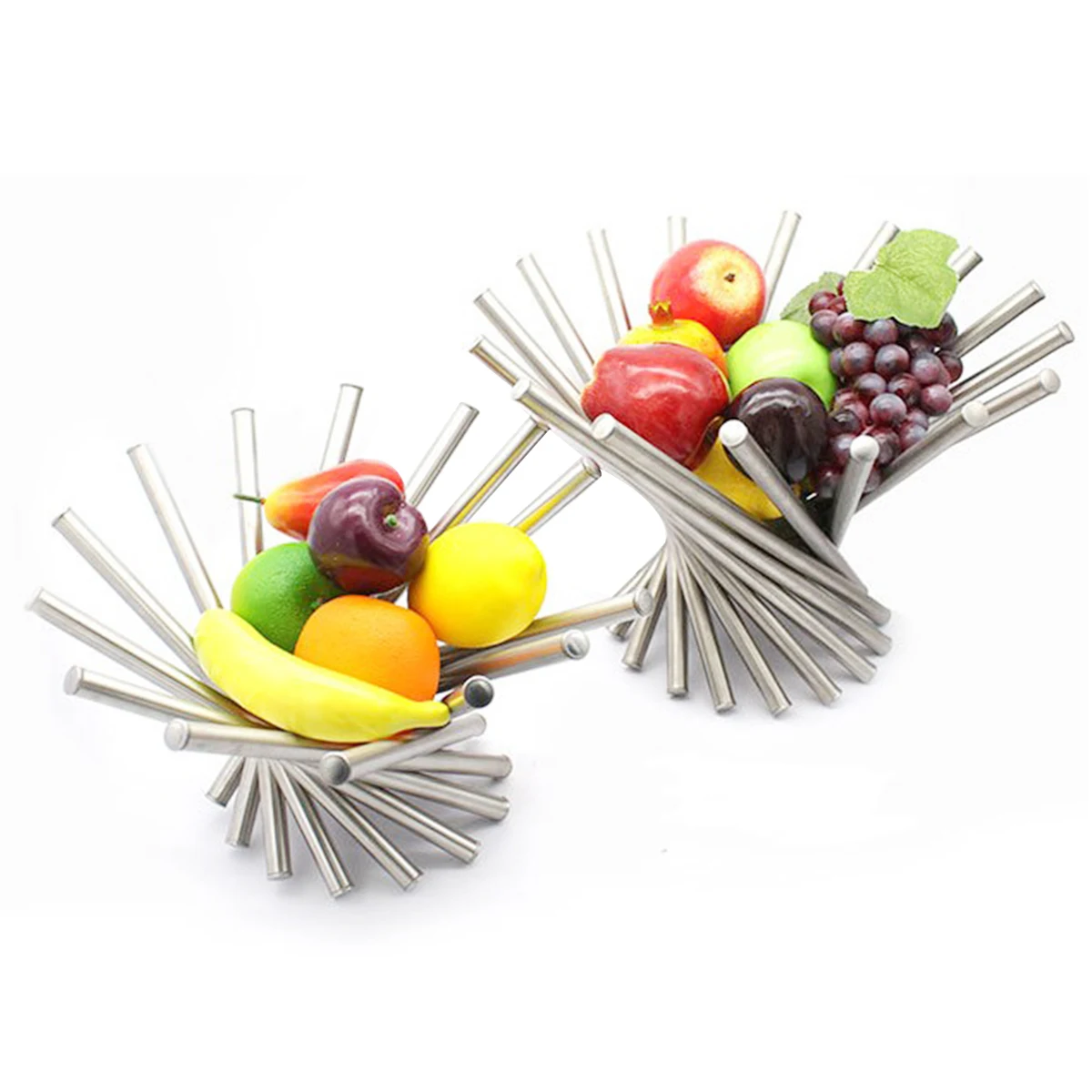 

Stainless Steel Rotating Fruit Bowl Collapsible Fruit Basket Large Capacity Fruit Stand Holder Fit for Countertop Kitchen Table