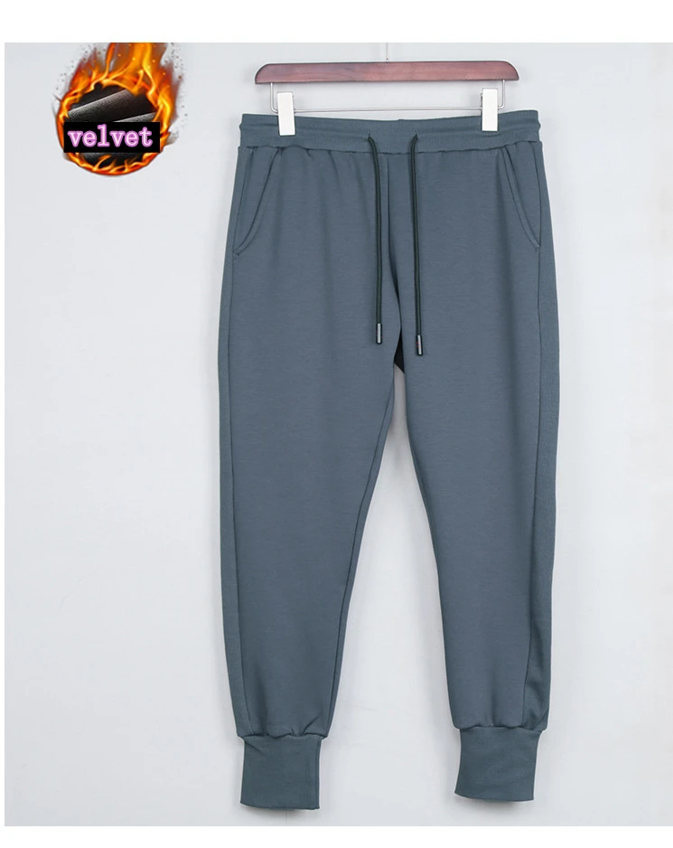 

Men Running Long Pants Gym Sports Fitness Sportwear Trousers Winter Thick Velvet Workout Sweatpants Elastic Fit Loose Joggers