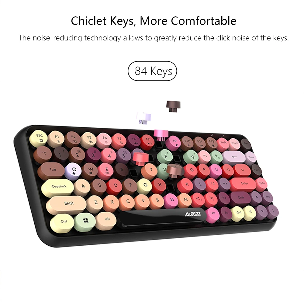 Беспроводная BT клавиатура Ajazz 308i с круглой крышкой подключение Kyeboard 84 клавиши для