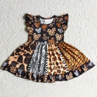 hot sale baby girl short sleeve leopard print dress children boutique clothing rts no moq