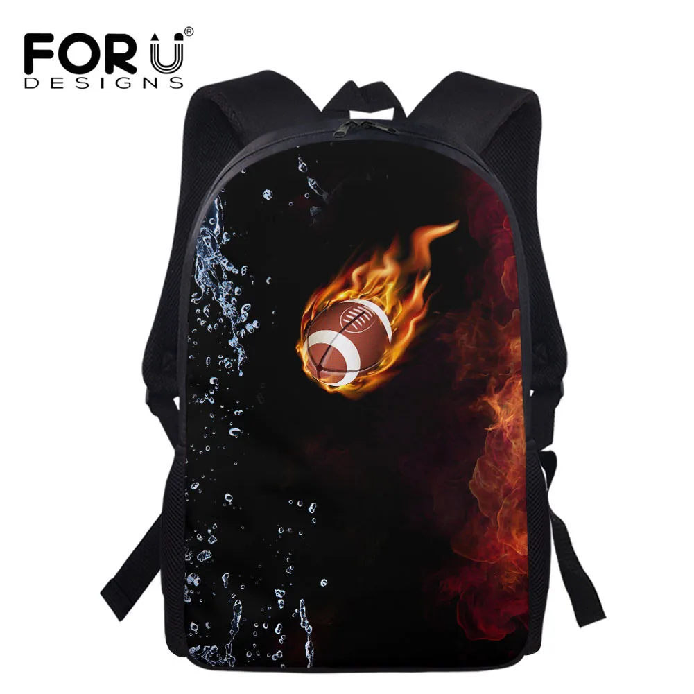 FORUDESIGNS Basketball and Football on Fire Pattern Schoolbags New Fashion Backpack for Primary Student Casual Campus Bags 2021
