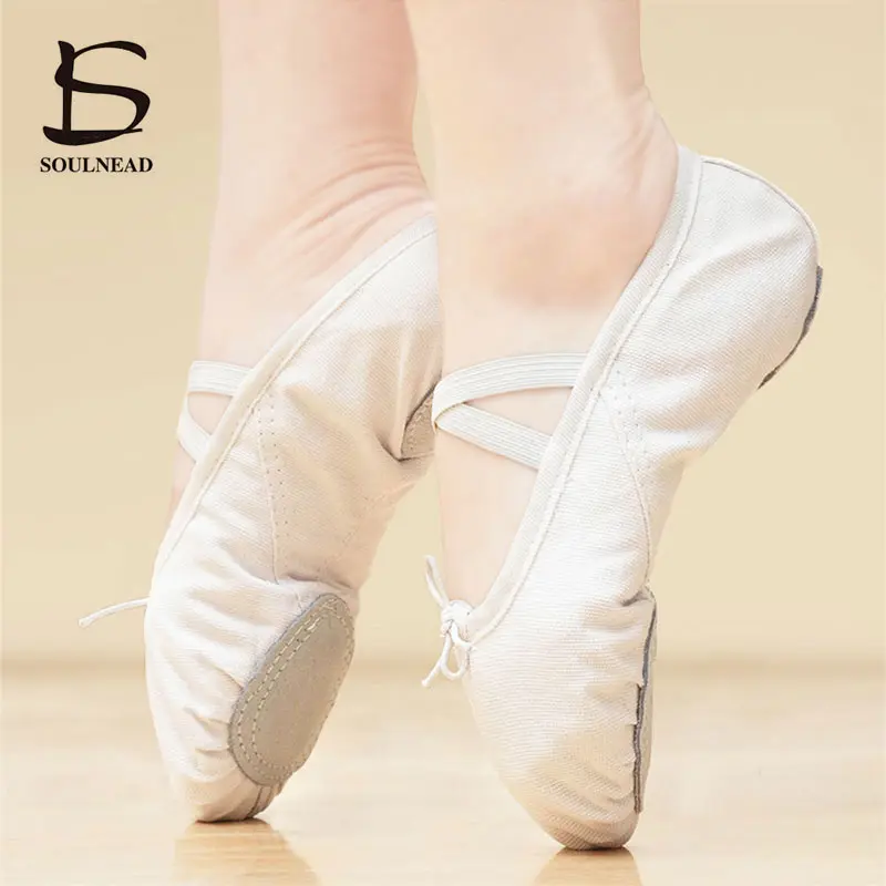 Женские Балетные танцевальные туфли парусиновые на плоской подошве для йоги