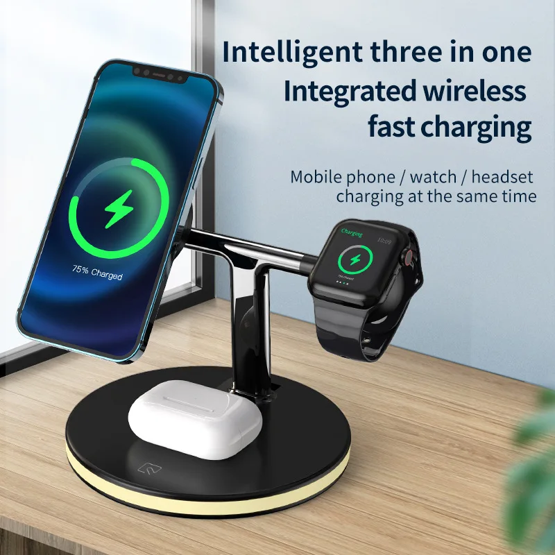 

15W 3 in 1 Magnetic Wireless Charger Fast Charging Station for Magsafe iPhone 12 pro Max Chargers for Apple Watch Airpods pro