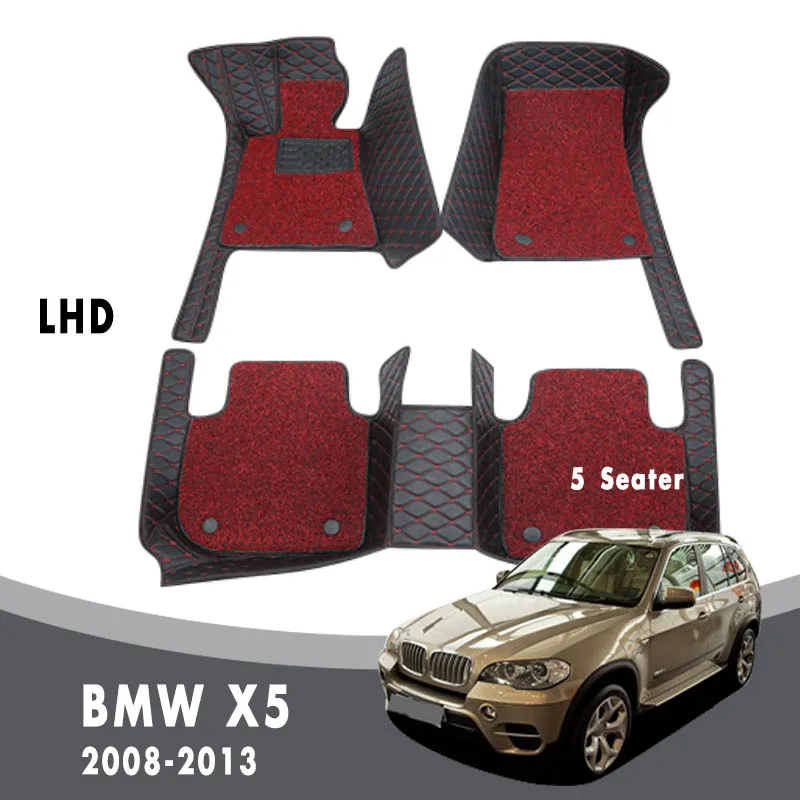 

Luxury Double Layer Wire Loop Carpets For BMW X5 5 Seater 2013 2012 2011 2010 2009 2008 Car Floor Mats Interior Custom Leather