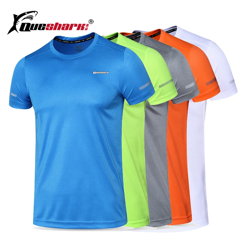 

Queshark Professional Women Men Quick Dry Short Sleeve Reflective Running T-shirts Breathable Fitness Training Jogging Tops