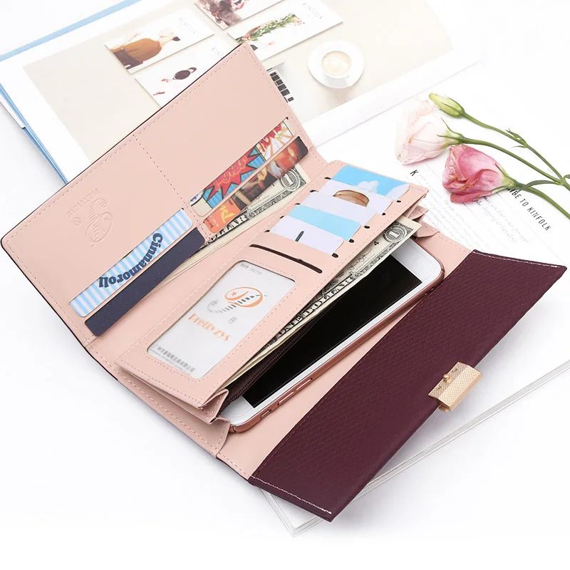 2019 NEW Wallet Female Rhombus PU leather grain Women Wallets Hasp Coin Purse Long Fashion Card Holder CY-49 | Багаж и сумки