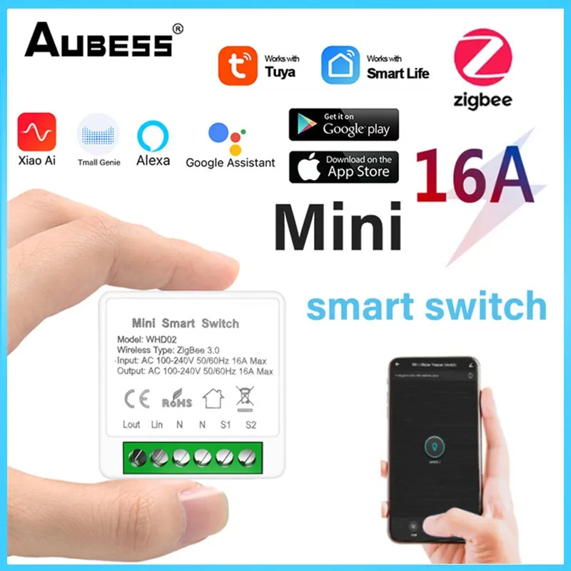 

16A Tuya Mini Switch Module Smart Life Remote Voice Control Smart Light DIY Switch Module Smart Home Work With Alexa Google Home