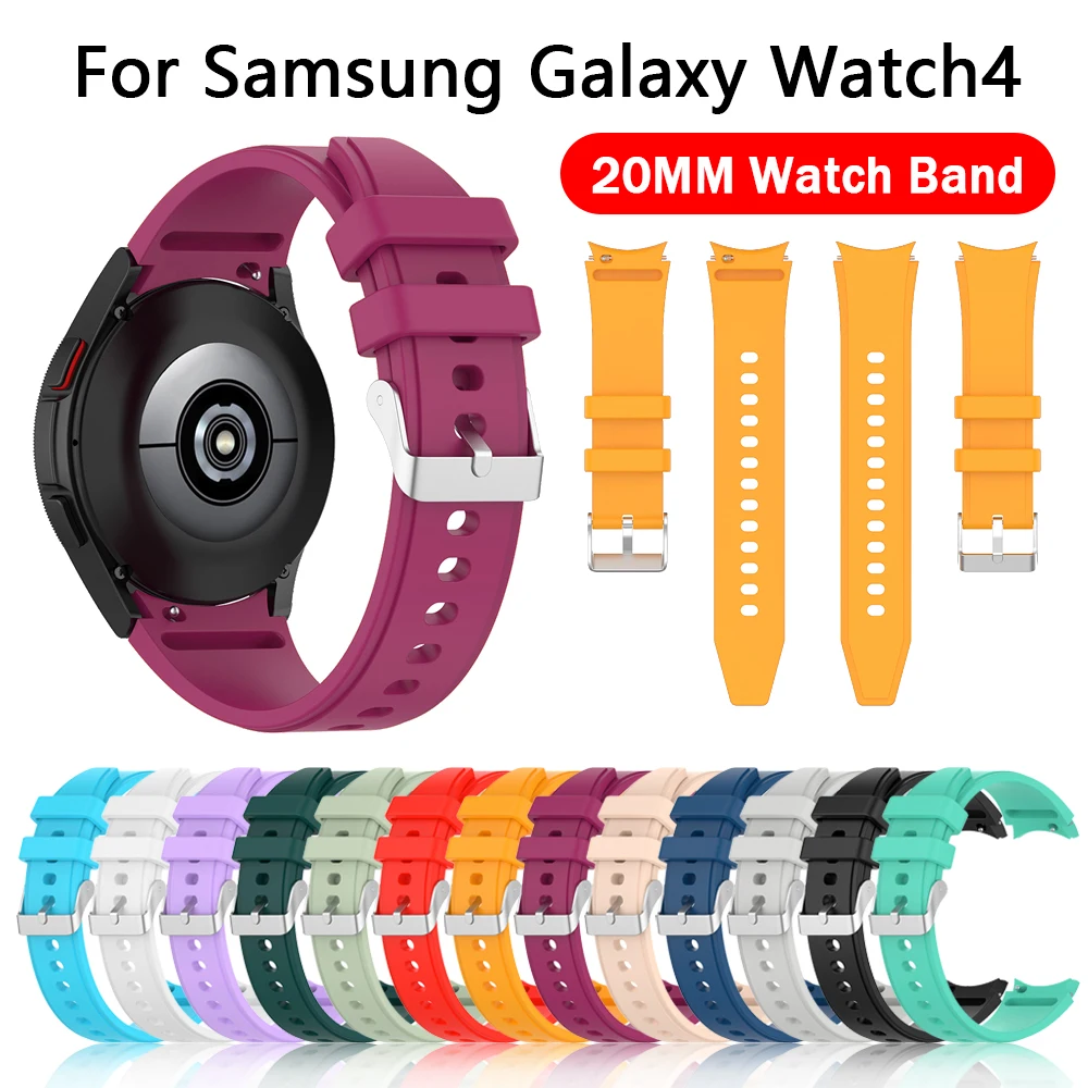 

Silicone Strap For Samsung Galaxy Watch4 classic 46mm 42mm Replacement Wristbands For Galaxy Watch 4 44mm 40mm Curved end Band