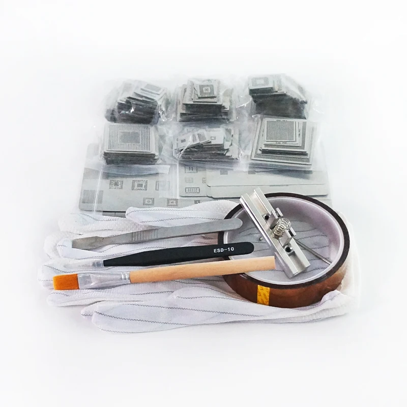

810pcs BGA Stencils Universal Direct Heated Stencil Kit With Reballing Fixture Jig For SMT SMD Chip Rpair Tools + ESD tweezers