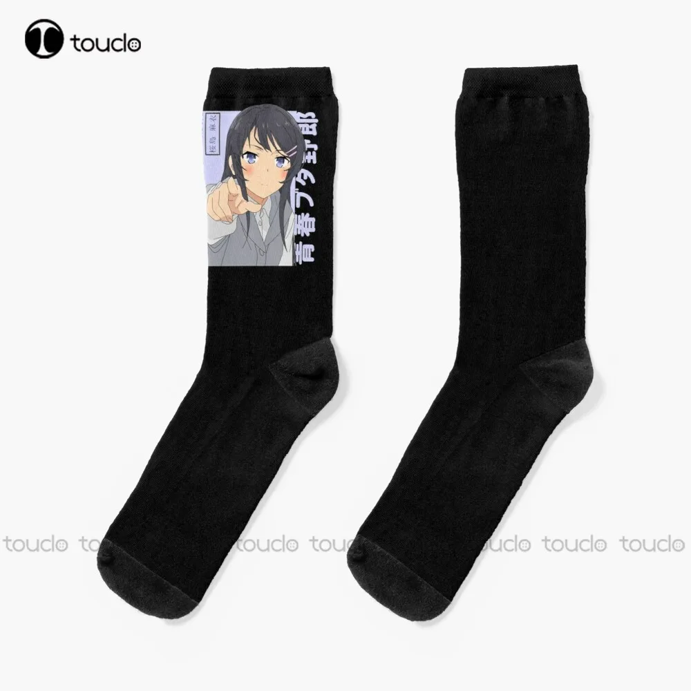 

Mai Sakurajima - Bunny Girl Senpai Socks Black Socks Personalized Custom Unisex Adult Teen Youth Socks 360° Digital Print Gift