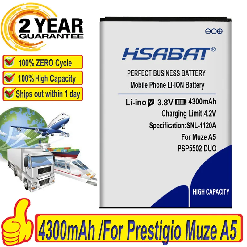 HSABAT Лидирующий бренд 4300mAh для Prestigio Wize N3 MultiPhone battery PSP5502 PSP3507 DUO Battery Muze A5|duo battery|battery