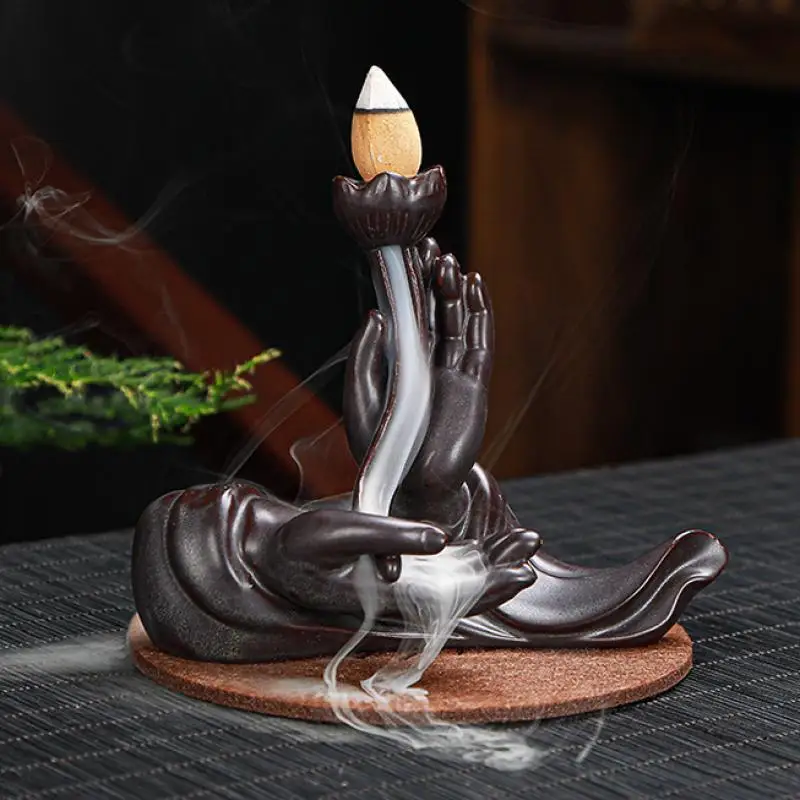 

Creative Tower Incense Ceramic Fragrance Holder Backflow Censer Creative Aromatherapy Smoke Reflux Incense Burner+ 20pcs Cones