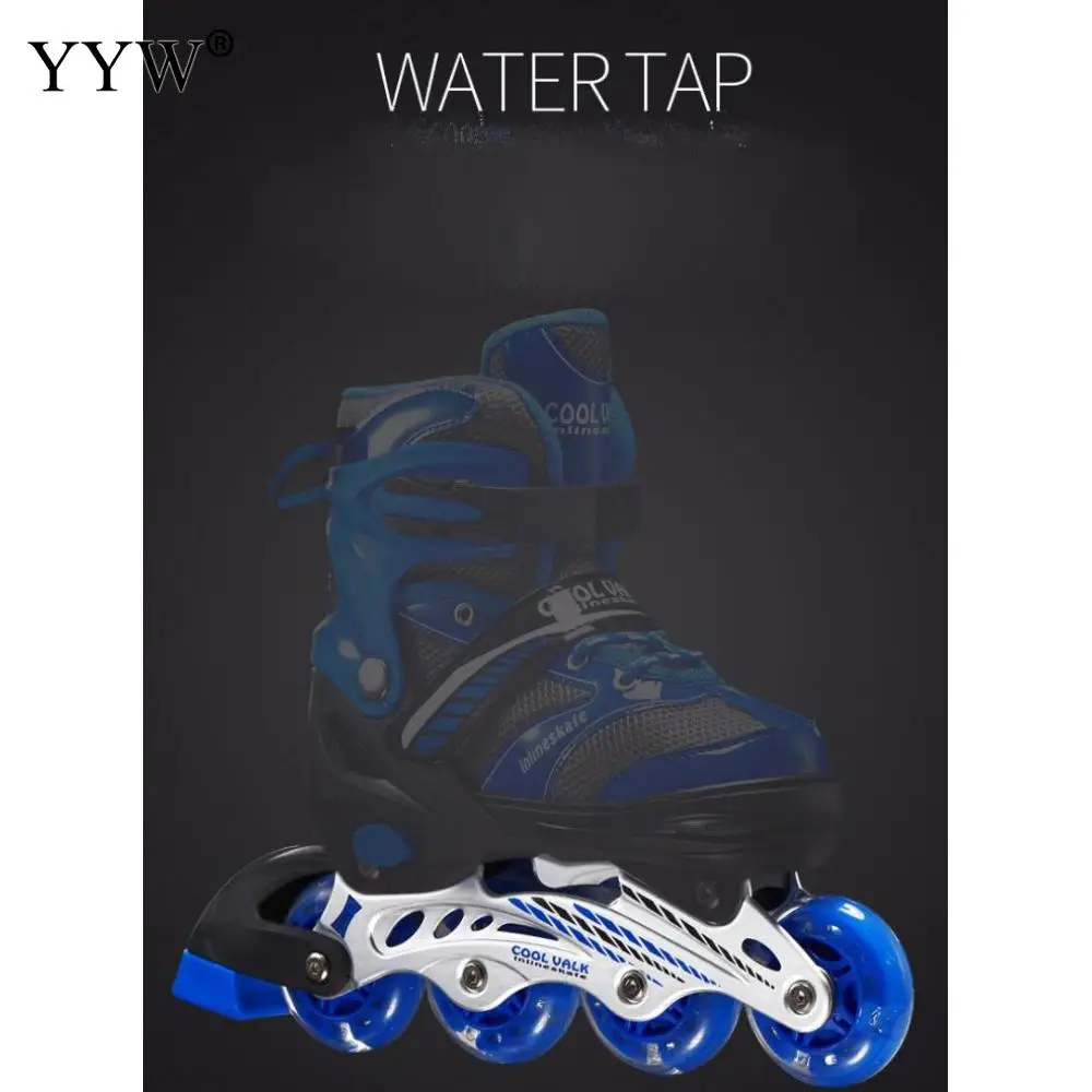 Роликовые коньки из искусственной кожи регулируемые 4 колеса патины