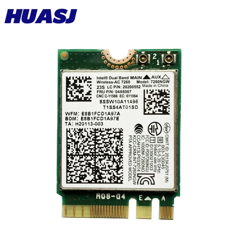 Сетевая карта Huasj Intel Wireless-AC7260 7260NGW AC 867M wifi BT 4 0 для Lenovo T440 X240 B40 B50 Y40 Y70 Y50 FRU 04X6007 |
