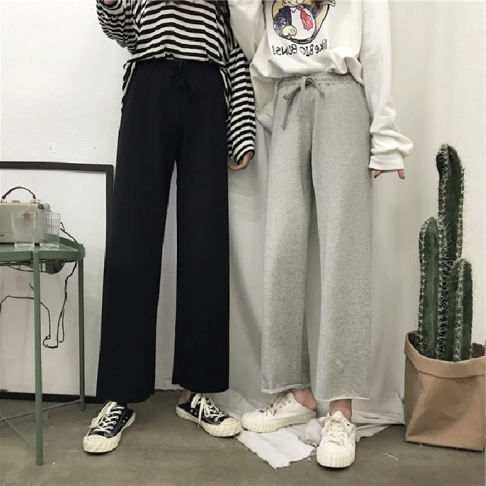 Classic Student Wide-Leg Pants 2022 New Large Size Loose Drape Straight-Leg  High-Waist Casual Pants Were Thin