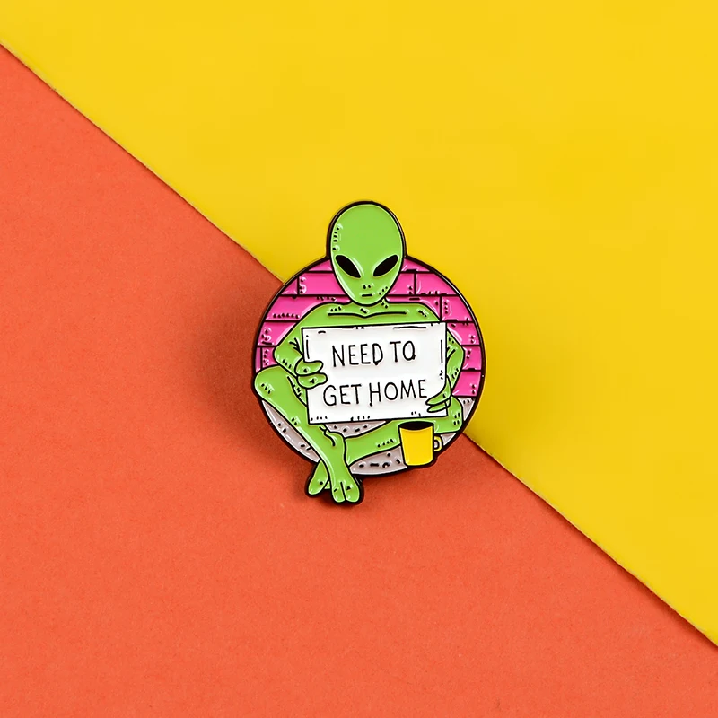 Плохой инопланетянин на заказ эмалированная брошь ювелирные изделия кофейная