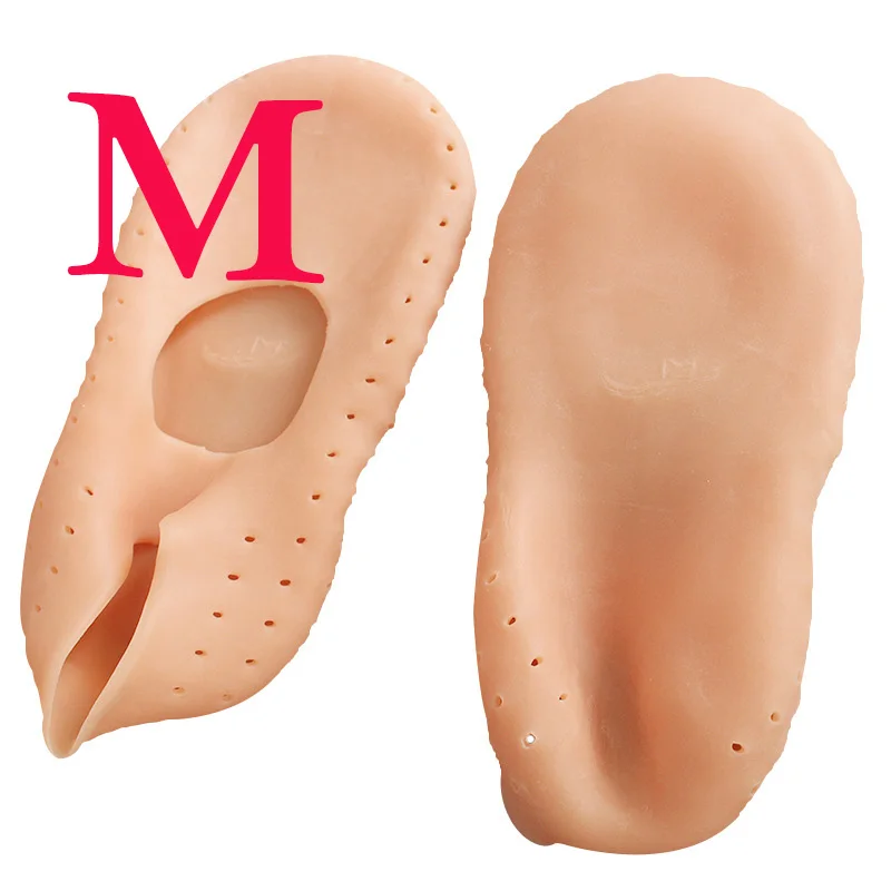 M Skin 36-38 1 пара носки с гелевой подошвой, силиконовый инструмент для ухода за ногами, защита для ног, защита от боли, защита от трещин, увлажнение, удаление ороговевшей кожи, носок с отверстием - Цвет: M Skin 36-38