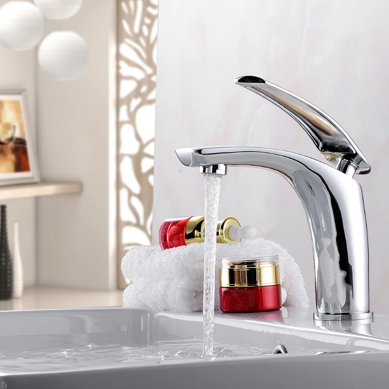 

Bathroom Faucet Single Lever Sink Tap Basin Bath Mixer Deck Mount Cold And Hot